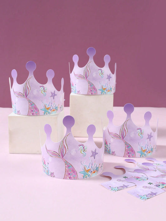 6pcs purple mermaid party hats