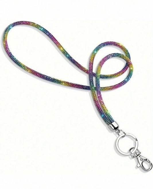 1pc elegant multi-color crystal lanyard- jewelry making chain with sparkling rhinestone keychain holder