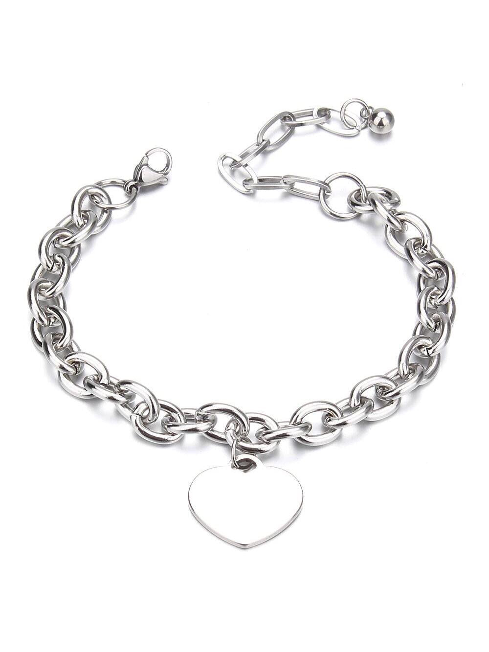 1pc heart stainless steel chain bracelet