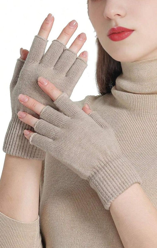 Beige Half finger gloves