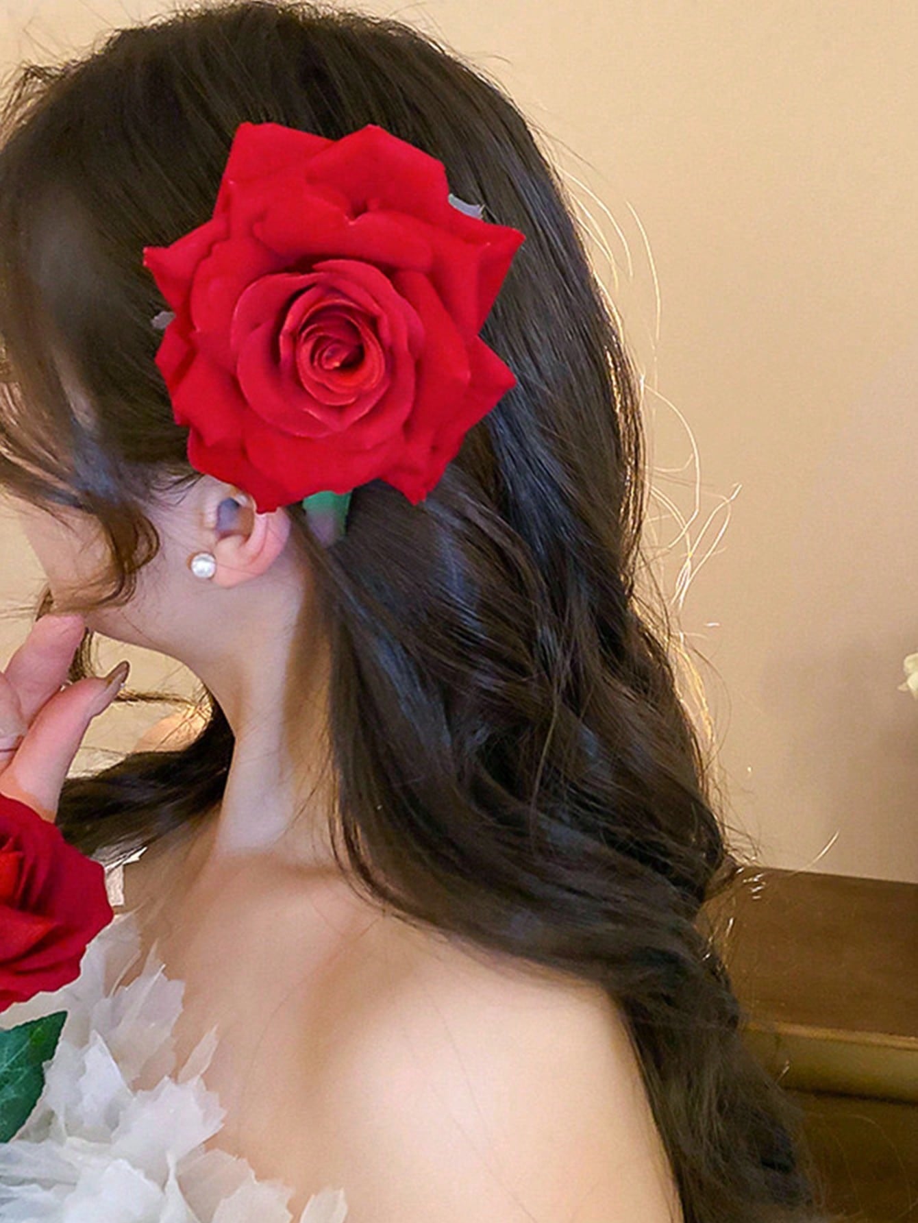 1pc rose flower decor hair clip