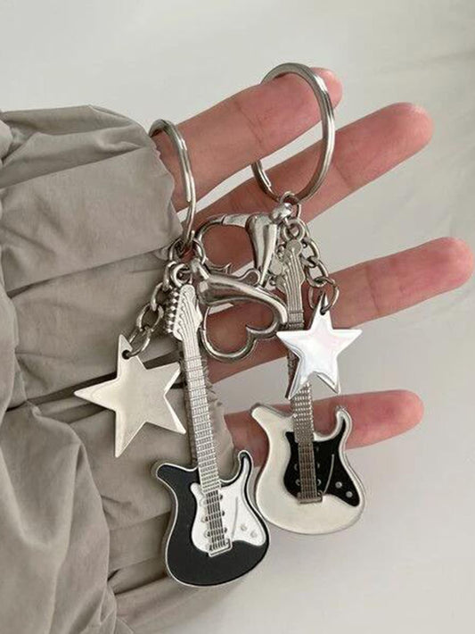 2 pcs Star musical instrument charm black and white