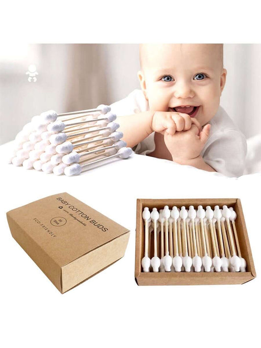 50pcs double-ended disposable baby swabs with paper box