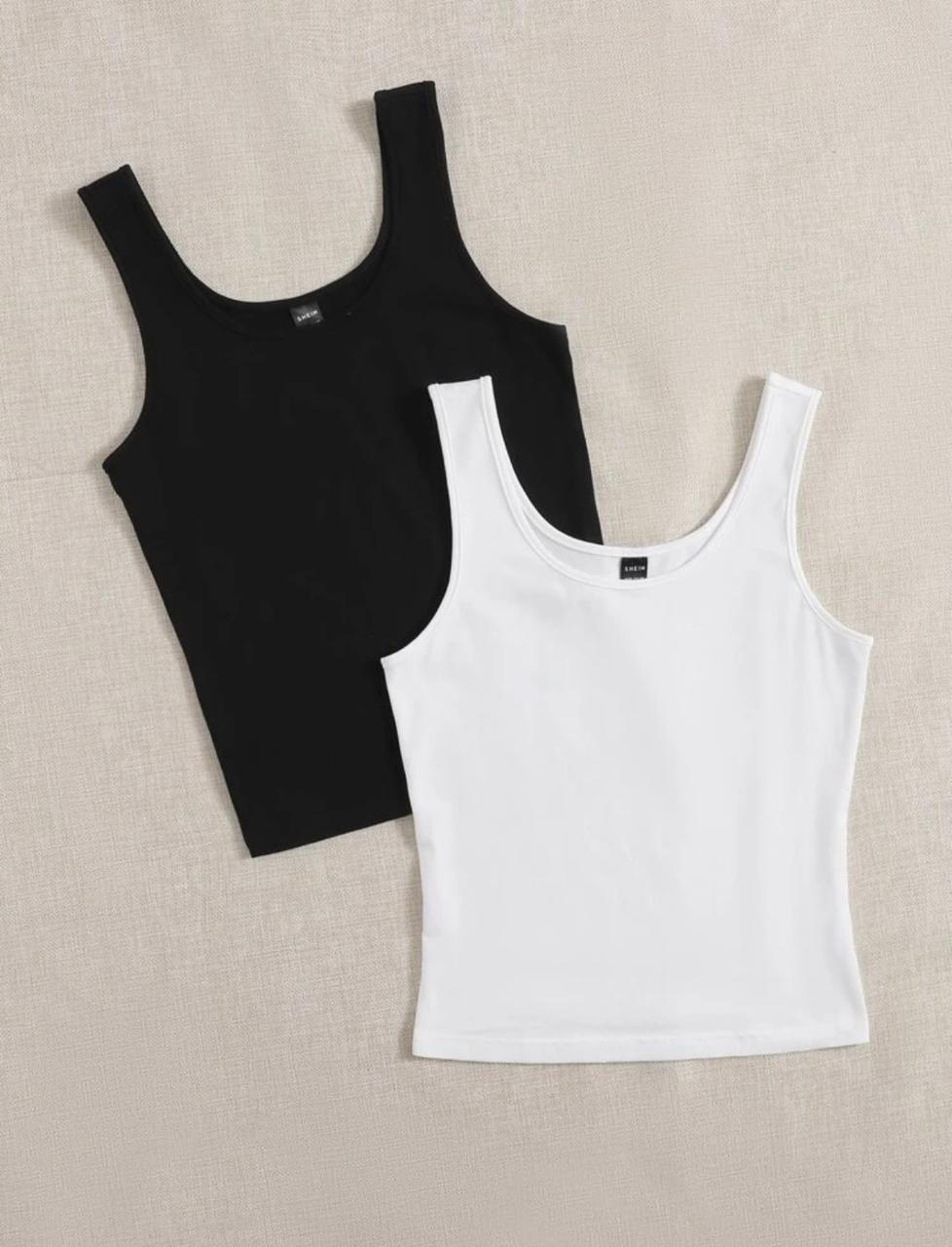 2pcs Solid Tank Crop Top