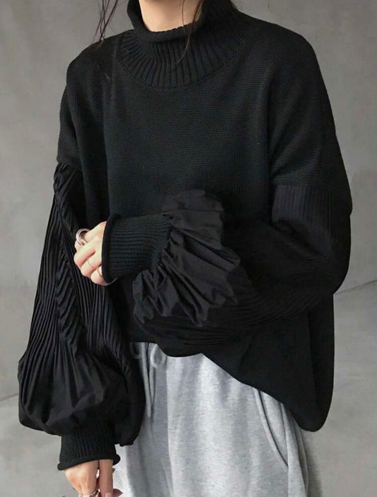 Stand Collar Sweater Blouse