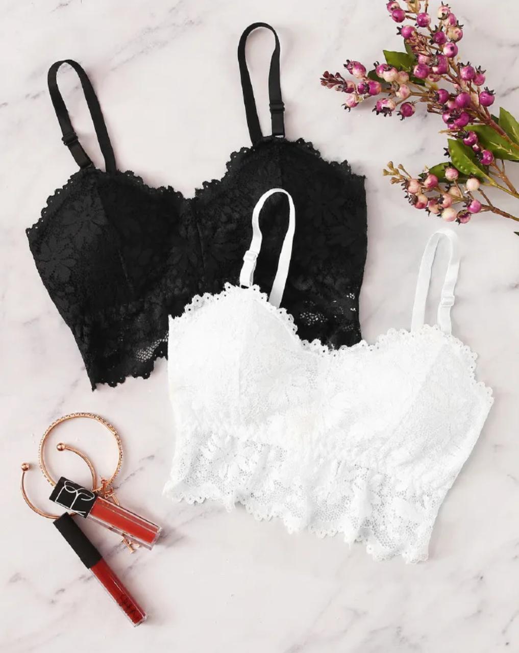 2pcs Sleepwear Basics Floral Lace Bra Set