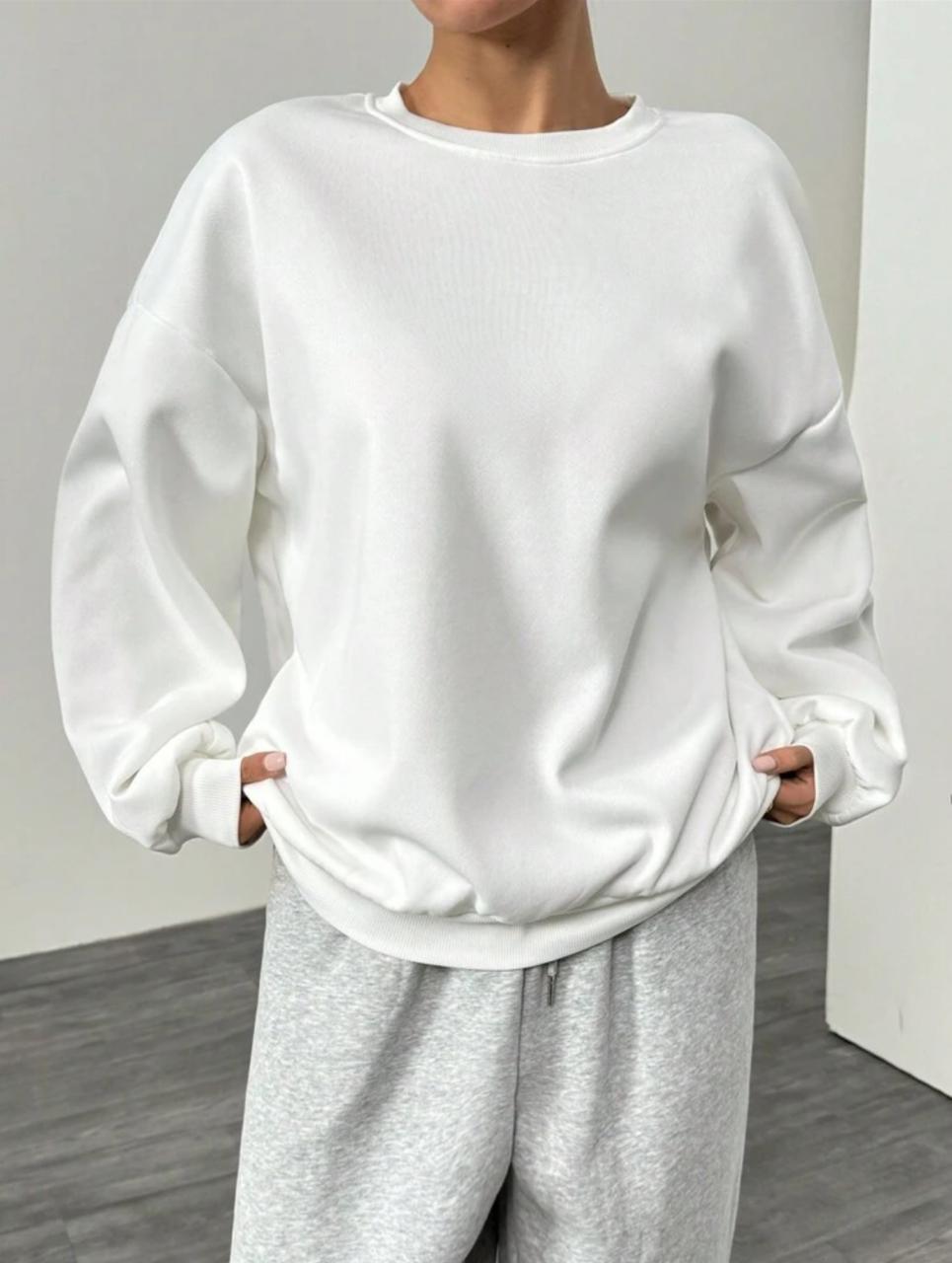 Women Casual Loose Drop Shoulder Knit Sweatshirt