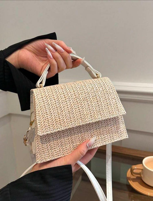 Woven Simple Design Flip Mini Handbag