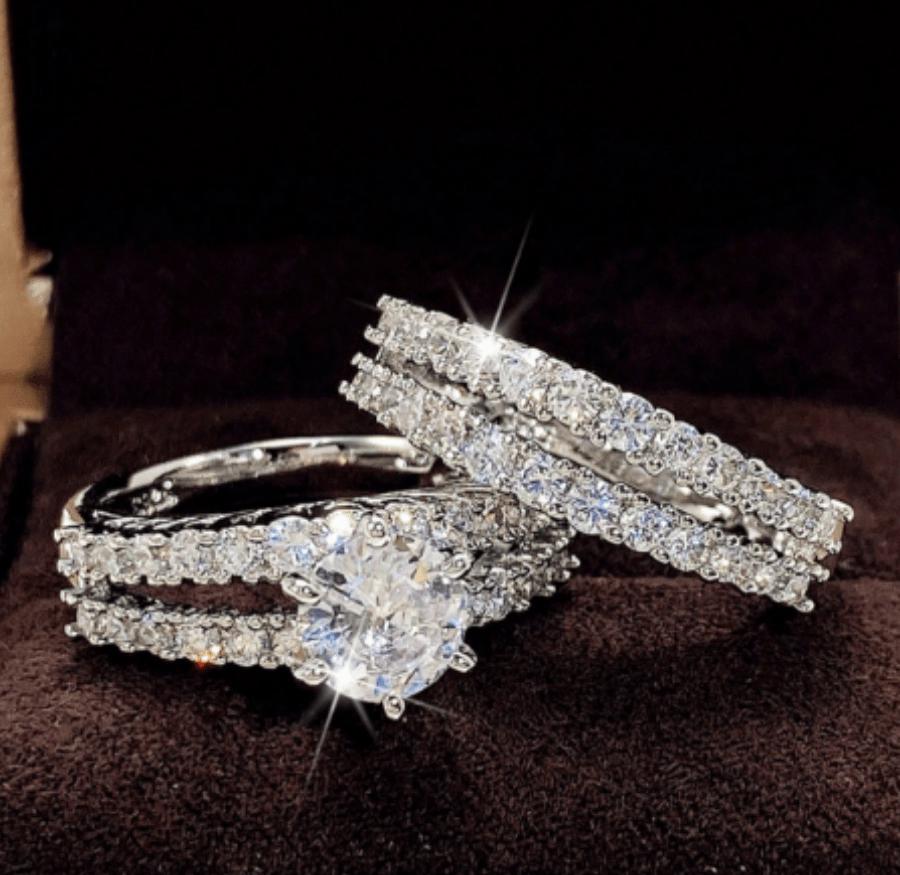 2pcs Romantic Cubic Zirconia Rings