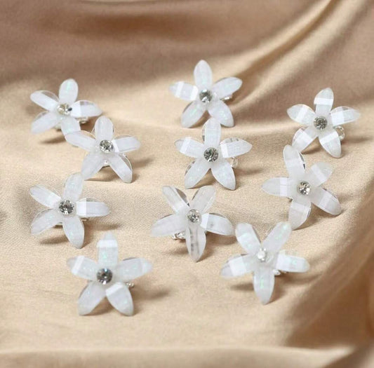 10pcs Mini Flower Bead Hair Clips Decorative Hair Accessories