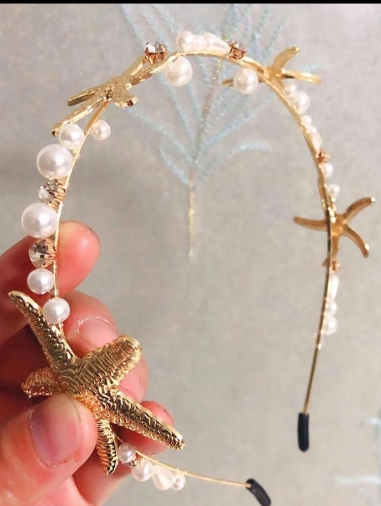 women starfish and faux pearl decor fashion headband