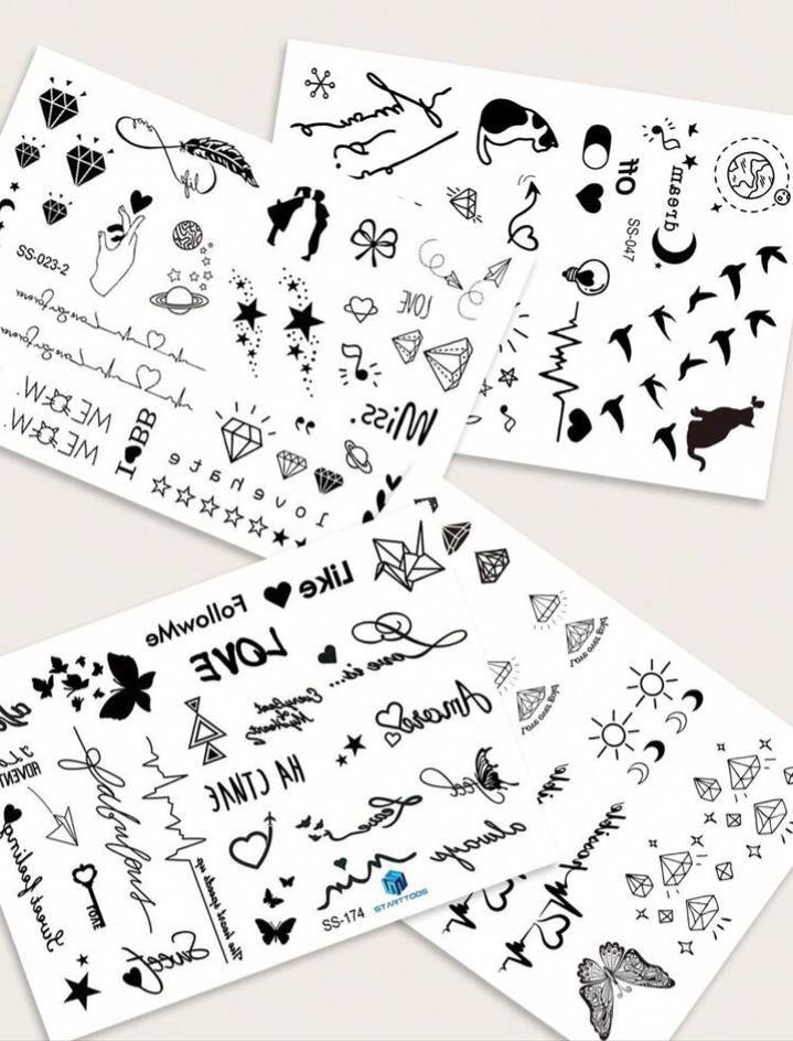 4 sheets black tattoo stickers